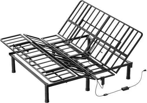 Vista 8 de SunsGrove Marco de cama ajustable individual XL, control remoto con cable, inclinación independiente de cabeza y pie, base de marco de cama