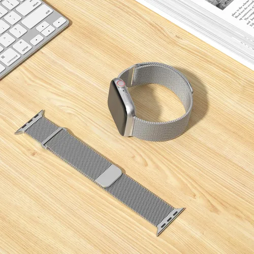 Vista 3 de TRA Correa Compatible con Apple Watch de Acero Inoxidable de 38, 42, 40, 44, 41, 45, 46, 49 mm, Correa de Malla con Cierre Magnético para iWatch