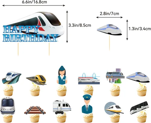 Vista 4 de Decoraciones de fiesta de tren de alta velocidad, suministros de fiesta de cumpleaños de tren bala, incluye pancarta de tren de alta velocidad