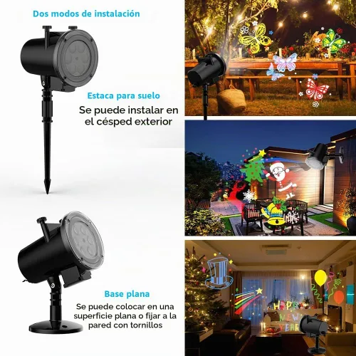 Vista 3 de Proyector de luces de Navidad de Halloween al aire libre, luces de proyector de vacaciones de Halloween, 16 diapositivas HD, luces LED impermeables