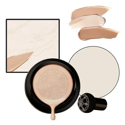 Vista 9 de Drkicsy Cojín de cabeza de hongo CC Cream, corrector de base acolchada para mujeres mayores, cobertura completa, base BB Cream corrector de tono