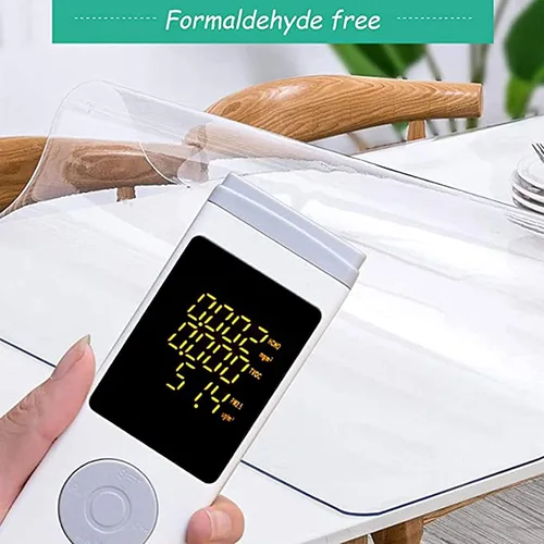Vista 5 de Protector de mesa de PVC transparente para mesas de comedor, cubierta de plástico transparente fuerte, almohadilla impermeable lavable, grueso 0.118