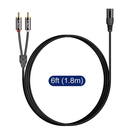 Vista 6 de J&D - Cable de conexión divisor XLR a 2 RCA Y, carcasa de PVC, desequilibrado, doble RCA macho a XLR macho, adaptador de cable de interconexión