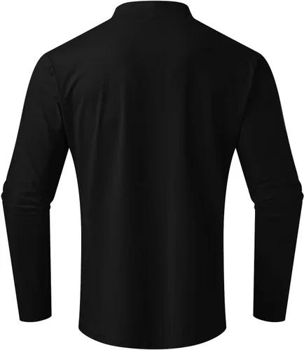 Vista 5 de Camisetas de cuello alto para hombre, estilo casual, ligeras, básicas, de algodón, de manga larga, cuello alto falso