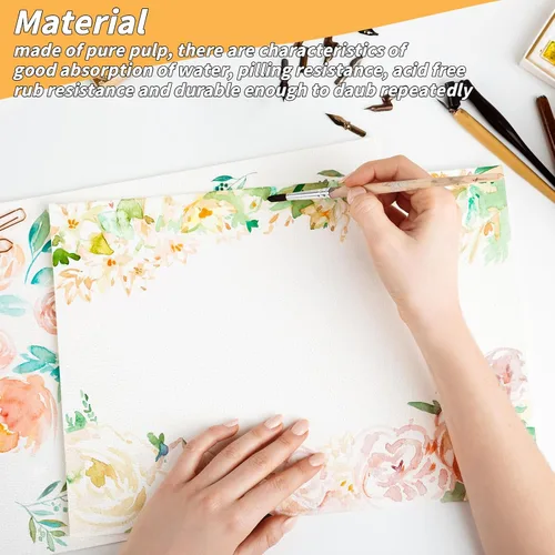 Vista 4 de 150 hojas de papel para acuarela a granel, papel de color blanco para estudiantes de pintura, adultos, artistas, dibujo - 65LB/180GSM papel de arte