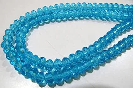 Vista 2 de Kashish Gems & Jewels - Cuentas de topacio azul cielo de calidad AAA, tamaño 0.236 in, cuentas de cristal facetadas Rondelle / 100 cuentas