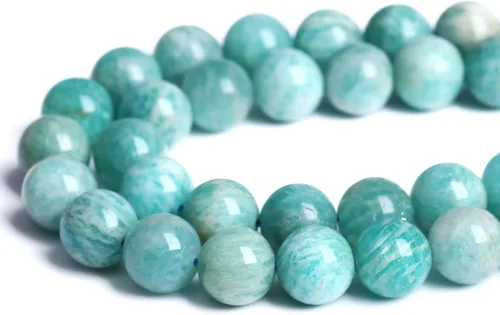 Vista 4 de 60 cuentas de piedra azul amazonita natural de 6mm para hacer joyas AAA redondas sueltas, cuentas de piedra de poder de sanación energética, cuentas