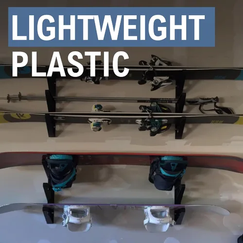 Vista 4 de StoreYourBoard Estante de almacenamiento de plástico ABS para esquí y snowboard, negro, 20 pulgadas Estante de almacenamiento de snowboard