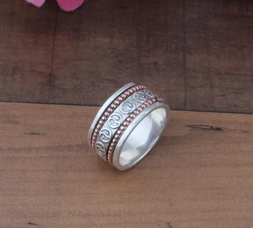 Vista 31 de Boho Spinner Ring, Mothers Day Gift, Silver 925 Women Ring, Sterling Silver 925 Ring, Fidget Spinner Ring,Women Silver Anxiety Ring