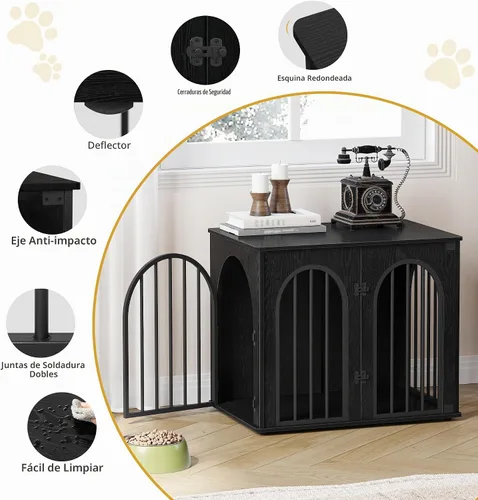 Vista 6 de Hzuaneri Jaula de Madera para Perros de 26.8'', Muebles de Jaula para Perros de Interior, Jaula para Perros Pequeños, Jaulas de Servicio Pesado