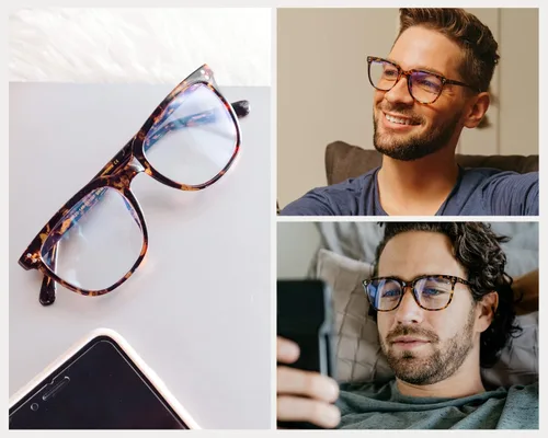Vista 5 de WearMe Pro - Gafas cuadradas rectangulares clásicas con parte superior plana para mujer y hombre, unisex, azul claro (marrón-tortuga)