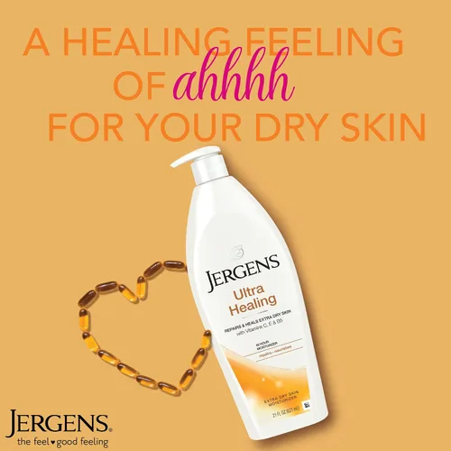 Vista 3 de Jergens Hidratante ultra curativo para piel seca, loción corporal y manos y aroma original, loción para piel seca, hidratante corporal y de manos