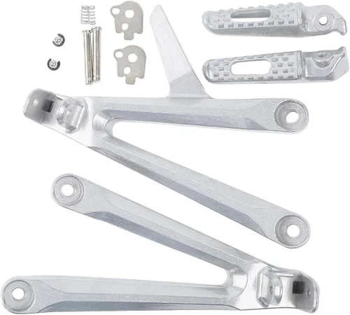 Vista 3 de TCT-MOTORPARTS Reposapiés del pasajero trasero Estriberas Soportes aptos para Honda CBR600RR 05-06 Plata