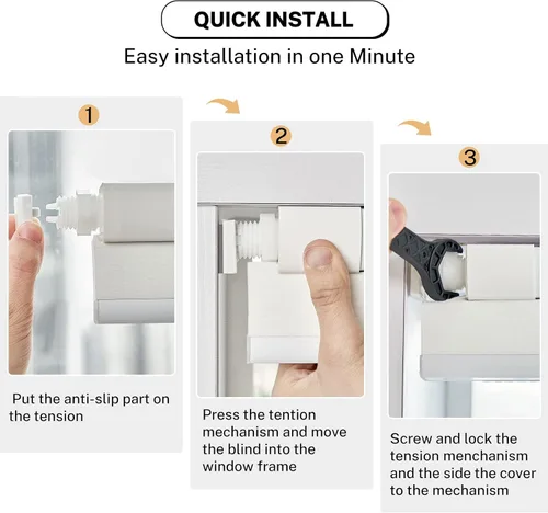 Vista 6 de Keego Persianas celulares opacas sin cordón para ventana, sin necesidad de taladro, sin herramientas, fácil de instalar para el hogar, cocina