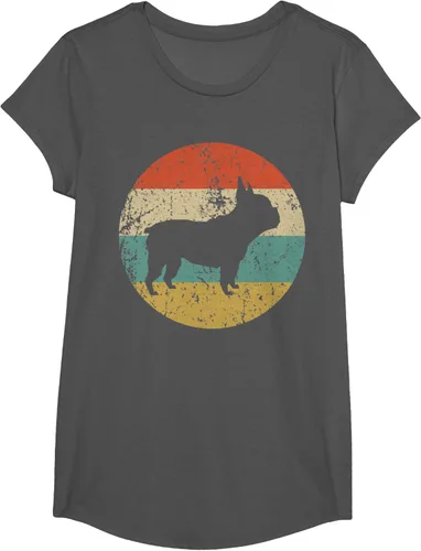Vista 44 de Camiseta de perro retro de Bulldog Francés Negro