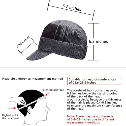 Vista 2 de Gorro de invierno para hombre con forro polar, con visera