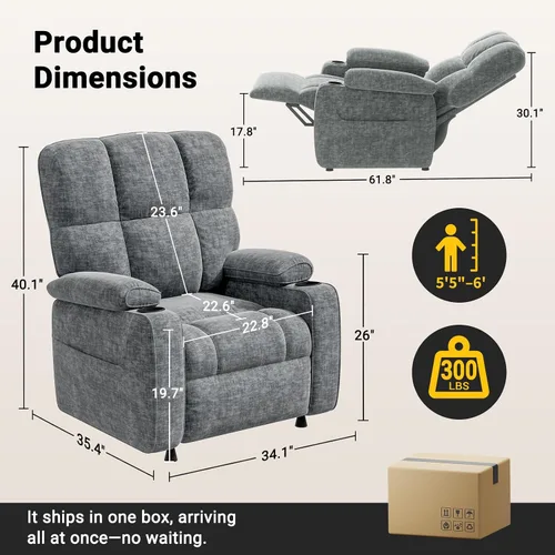 Vista 2 de Amada - Silla reclinable eléctrica sincronizada para adultos
