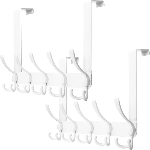 Vista 7 de WEBI Ganchos para colgar sobre la puerta, perchero para colgar sobre la puerta, perchero de puerta para toallas, ropa, baño, negro