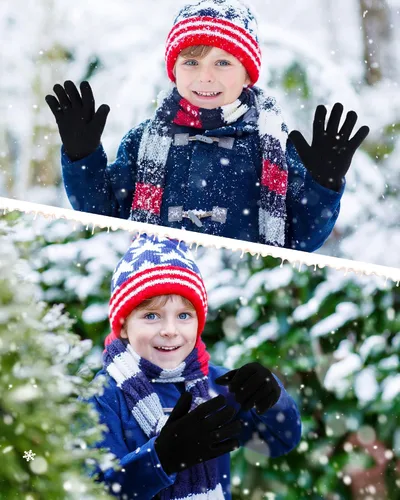 Vista 6 de 3 pares de guantes de forro polar para niños, guantes cálidos de invierno, guantes de dedos completos, guantes de bebé para niños y niñas