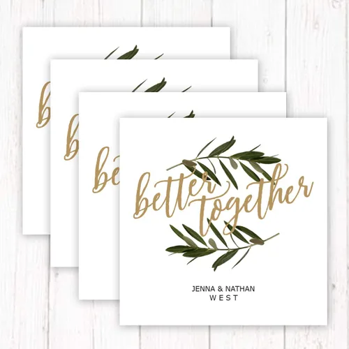Vista 7 de Better Together - Servilletas de bebidas personalizadas, 100 servilletas blancas sin acuñar impresas personalizadas, 4 3/4 x 4 3/4 pulgadas