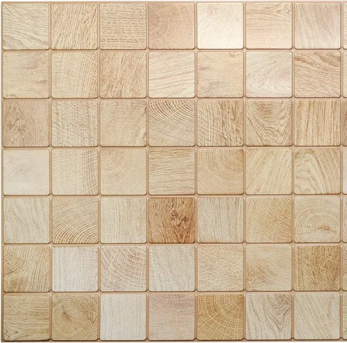 Vista 18 de Dundee Deco PG7042 - Sellos de madera sintética color blanco, beige y marrón, 3.2 x 1.6 pies, panel de pared 3D de PVC, decoración de paneles