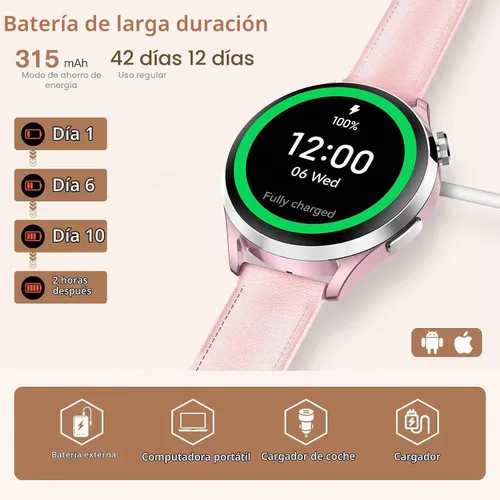 Vista 4 de Kieslect Reloj inteligente para mujer, pantalla AMOLED de 1.32 pulgadas, rastreador de actividad física rosa con función de llamada, más de 170