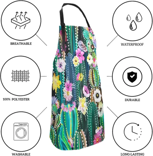 Vista 5 de Delantales para mujeres y hombres, delantal impermeable con 2 bolsillos, para peluquero, chef, cocinar, asar, accesorios de cocina, 28 x 33 pulgadas