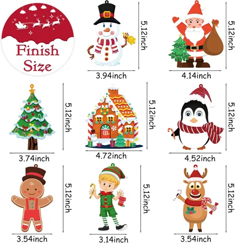 Vista 3 de LINAYE Adornos de Navidad para niños y bebés, 24 piezas. Kit de manualidades para hacer tu propio adorno de Navidad. Ideal para bolsas de regalo