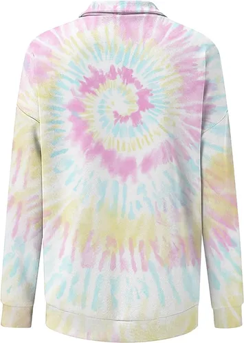 Vista 2 de Kenvina Sudadera con cremallera de 14 para mujer, ajuste holgado, moderna, atlética, estampada, casual, manga larga, blusa
