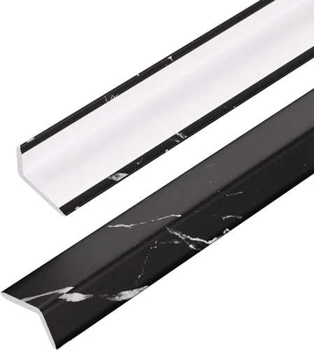 Vista 22 de OUZUGIE Paquete de 8 de 57 pulgadas, moldura de panel de pared con listones WPC, protector de esquina para rejilla alta (mármol negro-1)