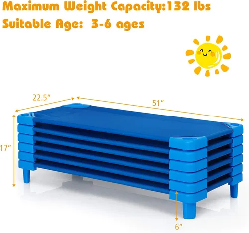 Vista 6 de KOTEK Catres apilables para niños, catres portátiles para niños pequeños, 52 pulgadas de largo x 23 pulgadas de ancho, listas para montar, ahorro
