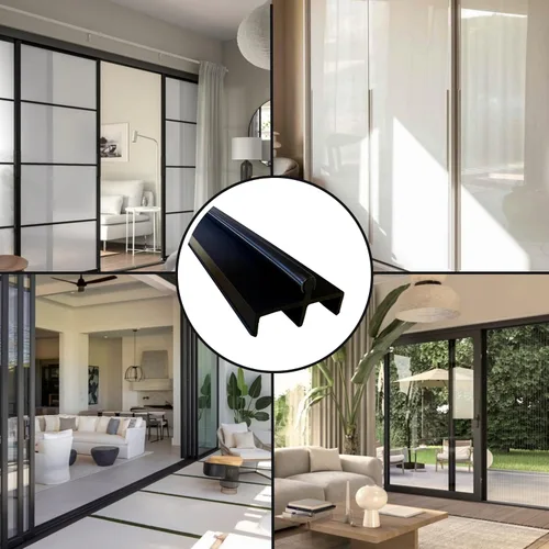 Vista 5 de KC Hardware - Riel de puerta corrediza de vinilo de alta calidad con cubierta de acero inoxidable, ideal para puertas de vidrio y mosquitera Negro