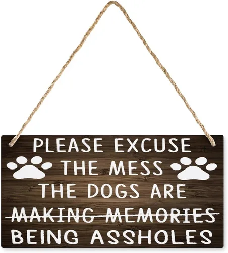 Vista 15 de Letrero de madera colgante con texto en inglés "No juega bien con otros", letrero rústico para decoración del hogar, decoración de placa de madera
