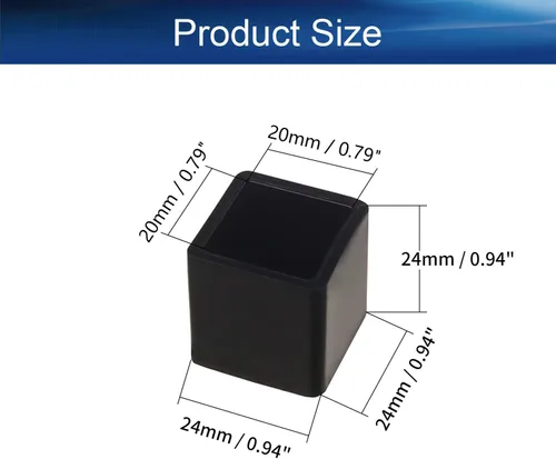 Vista 2 de 12 piezas de 0.79 x 0.79 pulgadas de plástico para pies cuadrados, protector de suelo deslizante para muebles, reduce el ruido, evita arañazos