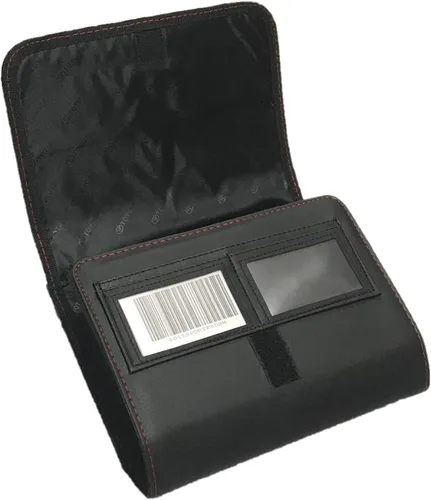 Vista 2 de Toyota Cartera de cuero genuino con protección RFID unisex para adultos para propietarios de automóvil, negro, minimalista, en relieve, cierre
