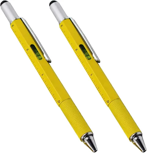 Vista 9 de Multipalabra 6 en 1 herramienta multifunción bolígrafo con bolígrafo, regla, destornillador, una cabeza plana, bolígrafo de pantalla táctil, medidor