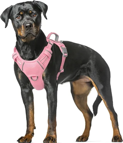 Vista 77 de BARKBAY Arnés para Perro Sin Tirones Talla Grande Arnés Reflectante para Perro con Clip Frontal y Asa de Control Fácil para Caminar Entrenar Correr