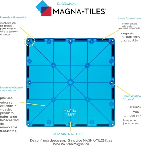 Vista 8 de MAGNA-TILES Juego clásico de construcción magnética de 100 piezas, la marca original de construcción magnética
