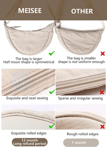 Vista 6 de Bolso cruzado de nailon Crescent para mujeres y hombres, riñonera, bolsa cruzada de bola de masa ligera, bolsa de viaje