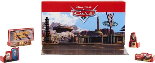 Vista 5 de Mattel Disney y Pixar Cars Vehículo de 5 paquetes con 4 autos de juguete de personajes y 1 camión de bomberos rojo inspirado en Radiator Springs