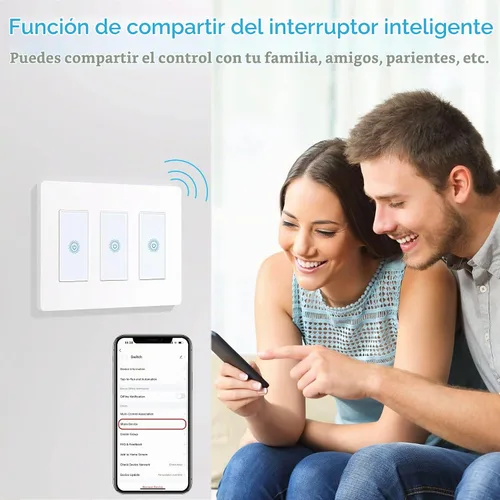 Vista 8 de Milfra Interruptor inteligente táctil: 3 bandas, interruptores de luz WiFi, compatible con Alexa, necesita cable neutro, no requiere concentrador