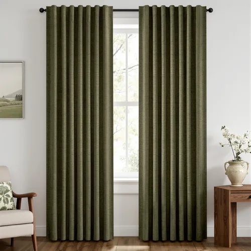Vista 16 de MIULEE Cortinas de lino 100% opacas para dormitorio, marfil sólido, decoración de lujo, aislamiento térmico, cortinas oscurecedoras para sala