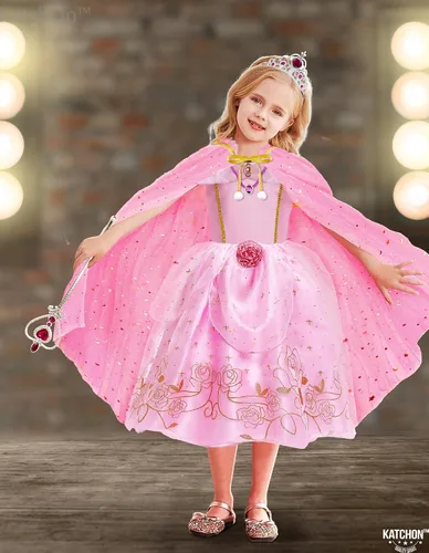 Vista 6 de KatchOn, Princess Costume for Girls with Cape - Girls Princess Dress up Costume with Accessories Crown, Necklace and Bracelet
