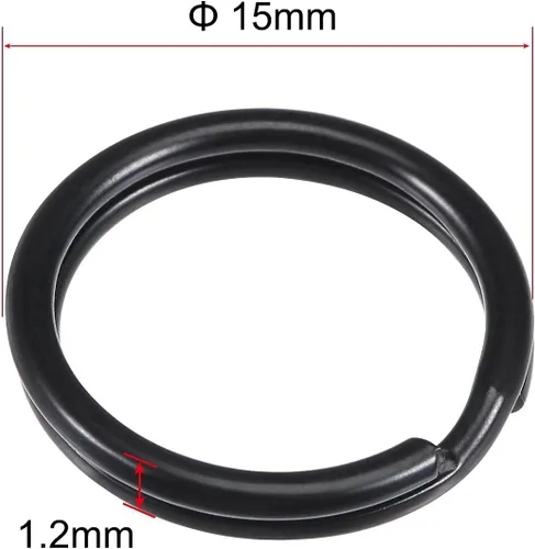 Vista 3 de uxcell Llaveros divididos de 0.591 in, conector de salto abierto para bolsa de mano con cremallera, hierro de pintura electroforética, paquete de 30