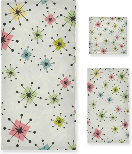Vista 7 de Juego de 3 toallas de baño, juego de 3 toallas de baño decorativas a rayas azules y negras, 1 toalla de baño, 1 toalla de mano, 1 toalla, toallas
