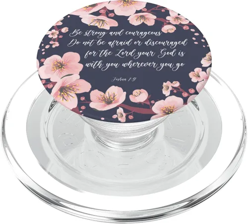 Vista 7 de Joshua 1 9 Cristiano Biblia Verso Rosa Azul Scripture Cita PopSockets Swappable PopGrip