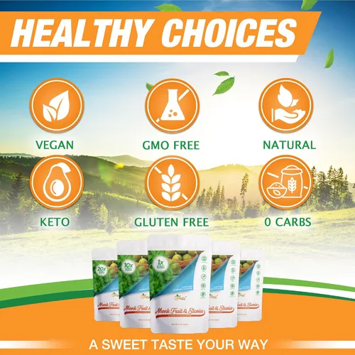 Vista 5 de Edulcorante multiusos de fruta de monje, stevia y alulosa, 10 veces dulzura de azúcar; porciones totales 1135; edulcorante sin calorías, sustituto