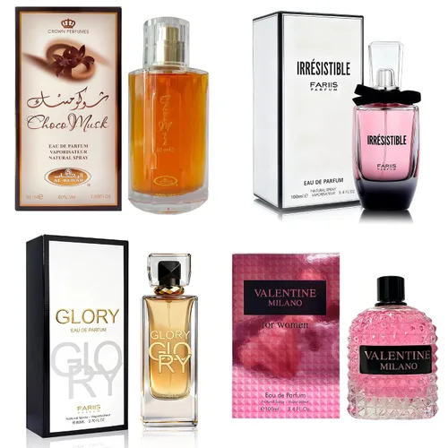 Vista 30 de AFLUXE Set de perfume para mujer, 4 piezas, colección Eau De Parfum de larga duración, almizcle Choco/Milano Mujer/6pm Rosa/7AM Fresh
