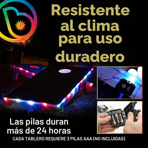 Vista 6 de Brightz TossBrightz - Luces LED de Cornhole para tablero y agujero - Incluye luces para 2 tableros - Ilumina el borde del tablero de cornhole