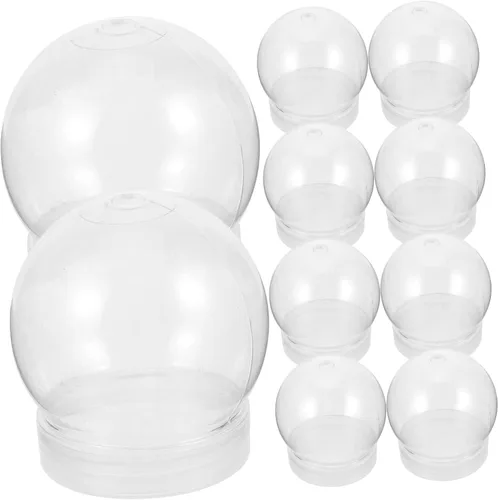 Vista 9 de Didiseaon Bombillas redondas, mini frascos, 30 unidades, globo de nieve, plástico, barro, transparente, globo, mini botellas de plástico